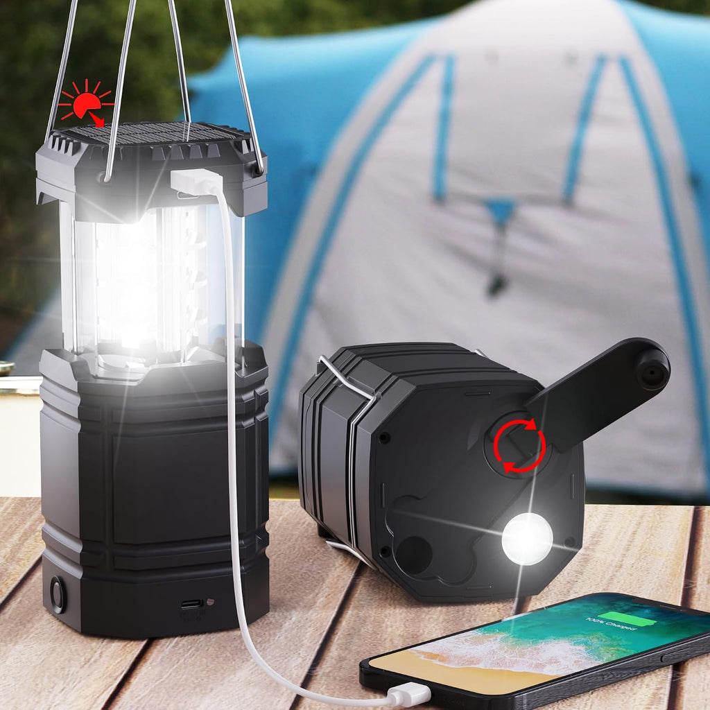 3000mAh Large Capacity Hand Crank Solar Camping Lantern for Emergency