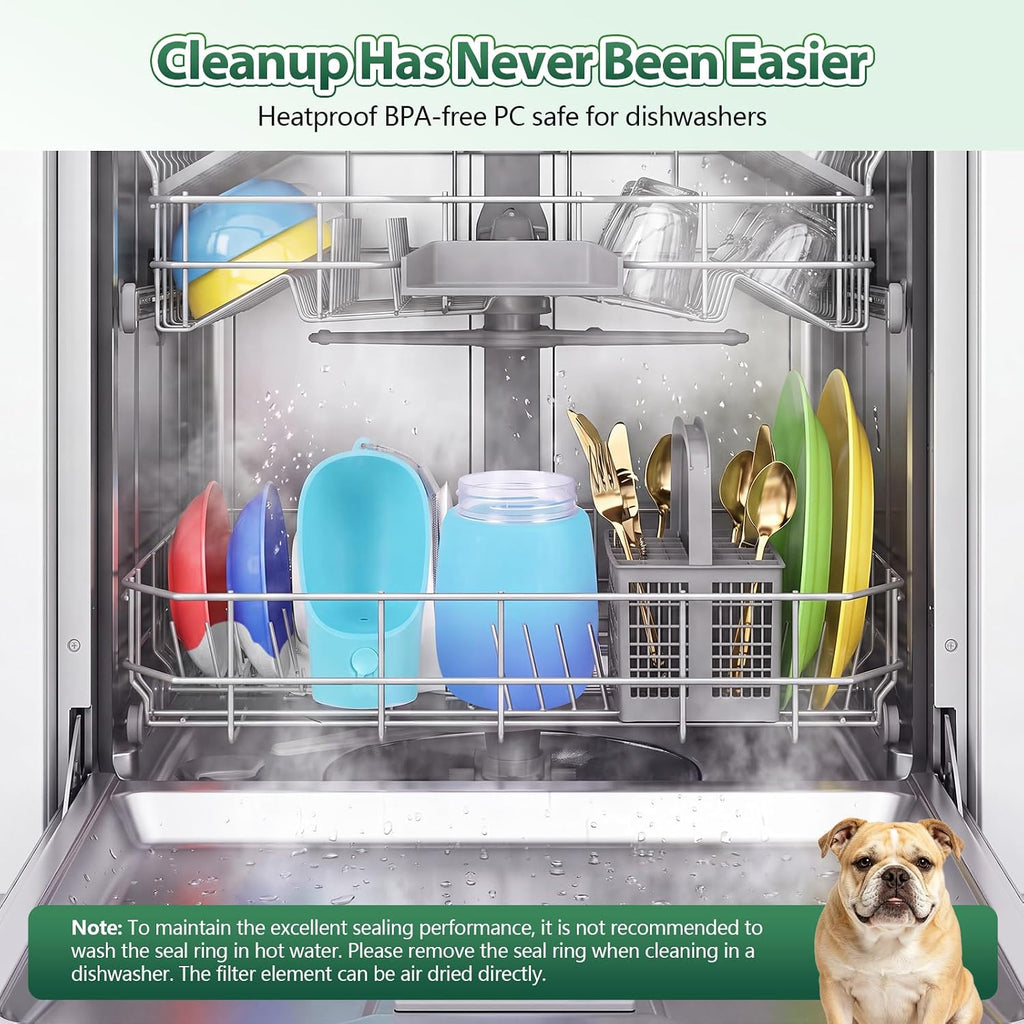 Puppy Essentials Dog Water Bottle: Portable Dog Water Bowl Dispenser Travel