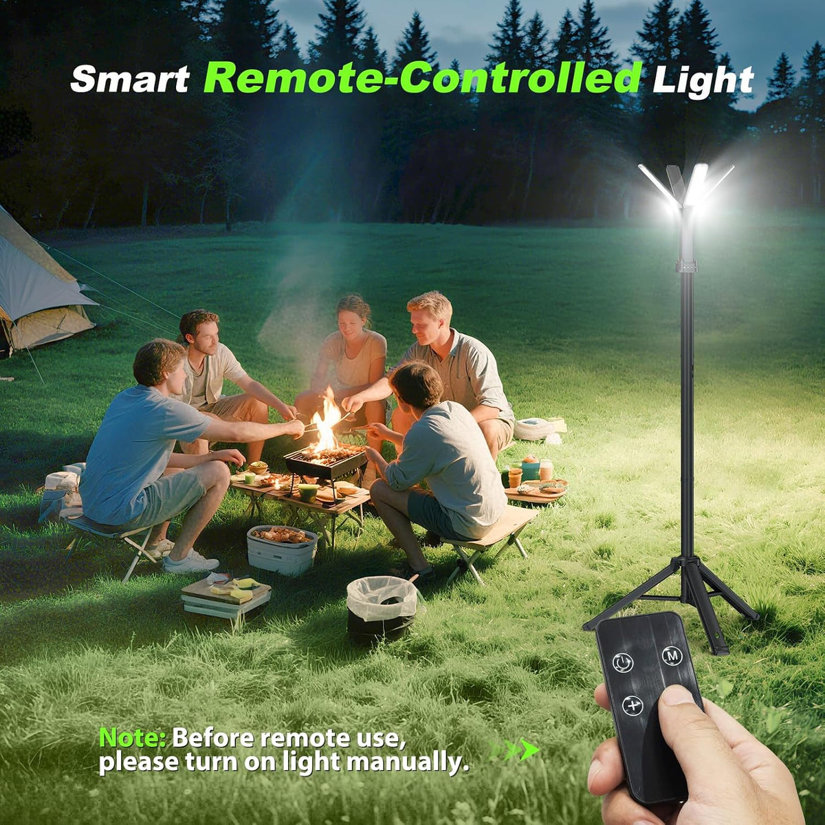 Clemas Camping Lights with Remote & Stand 6 Ft, 14000 mAh Rechargeable Camping Lantern Tent Light, 6000 Lumen Work Light, Portable Outdoor Light for Hiking, Camping, Emergency, Power Outages