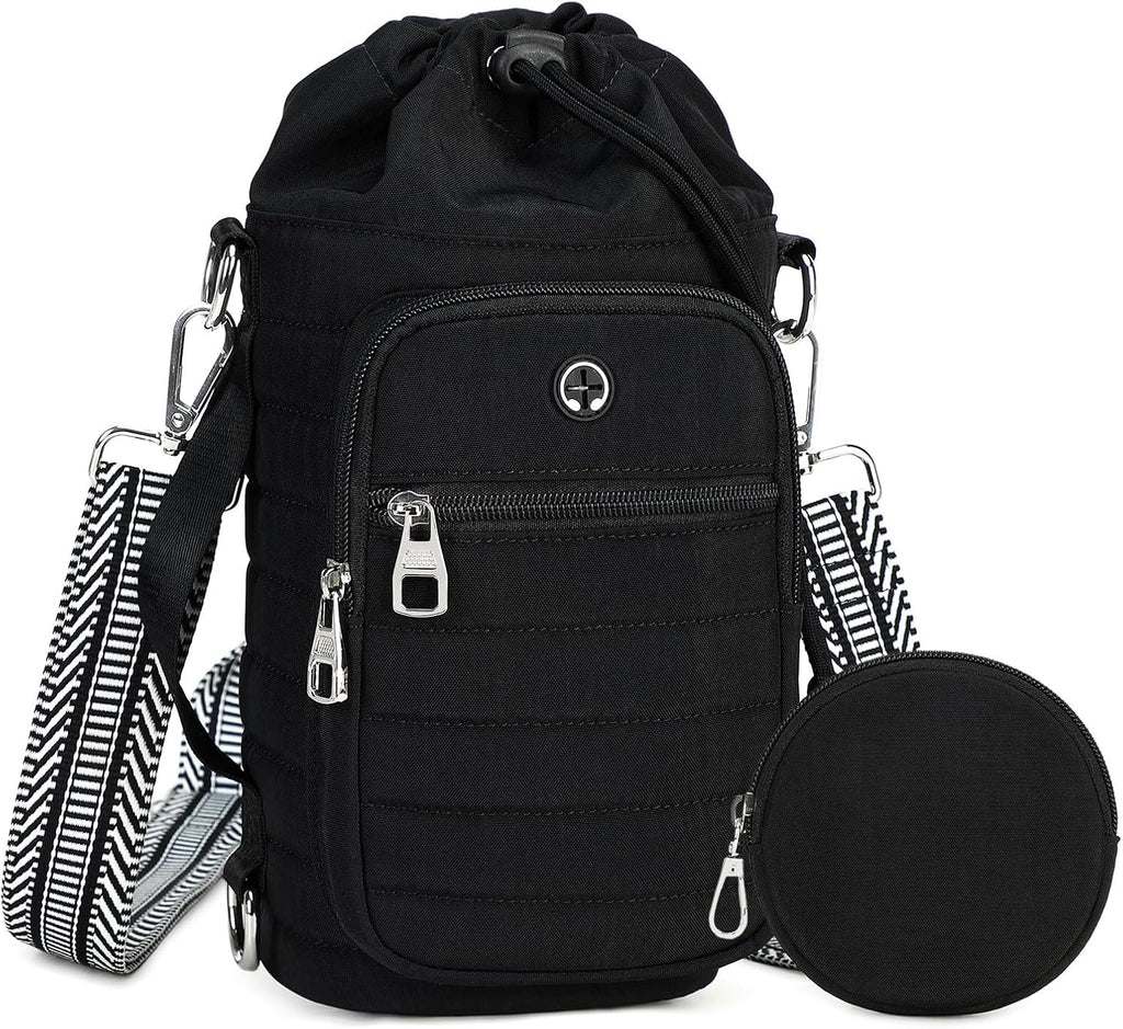 Water Bottle Carrier Bag with Strap Phone Pocket for Walking, Hiking, Cycling