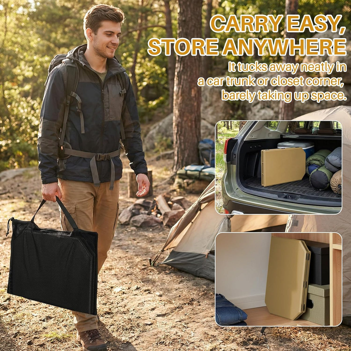 TOPCHANCES Folding Camping Table, Ultralight Aluminum Portable Table with Adjustable Height, 2-in-1 Carry Bag for Outdoor Picnic, Travel, Beach, BBQ & Festival(Khaki)