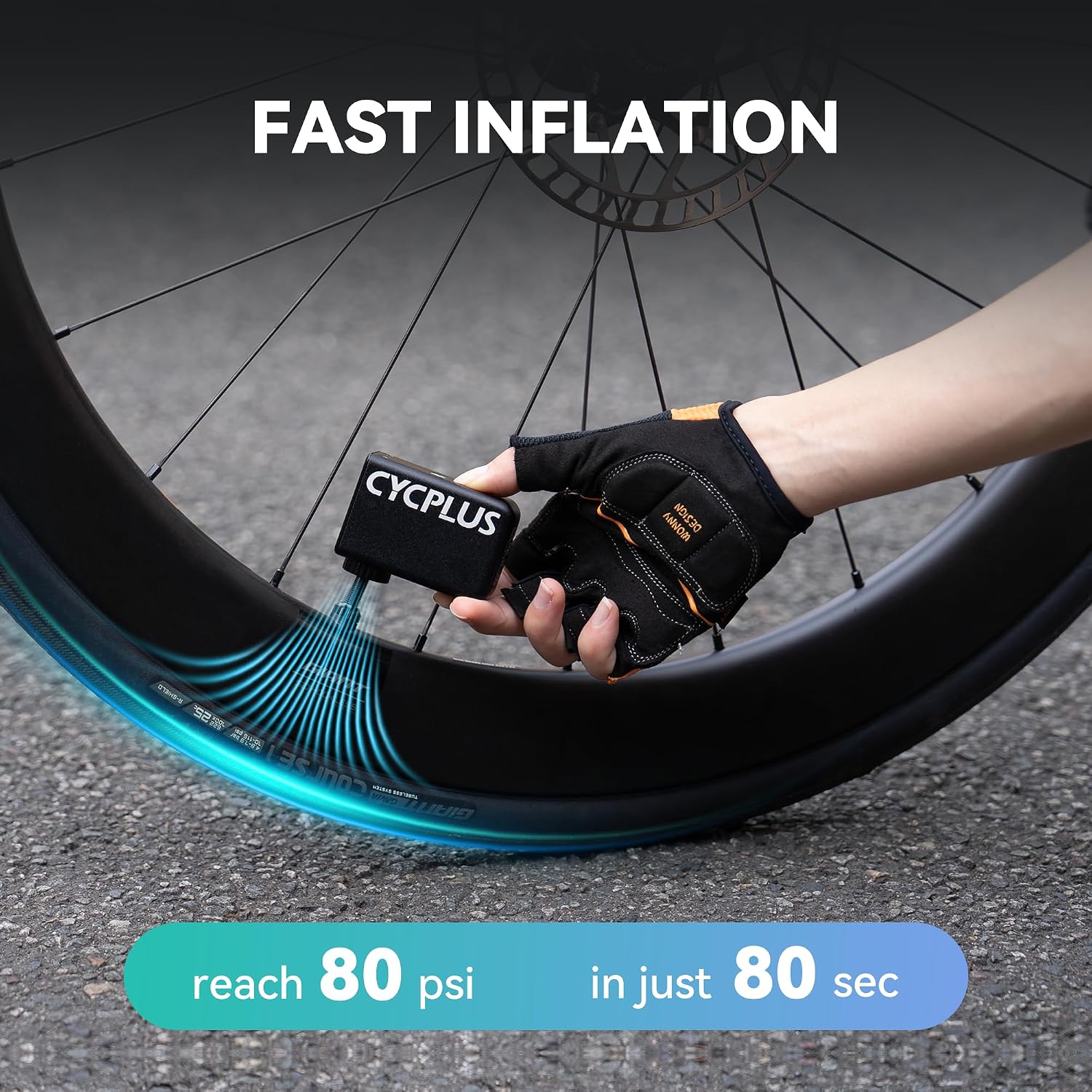 CYCPLUS Tiny E-Pump Bike Pump, AS2, 97g, Aluminum Alloy Shell, No Display