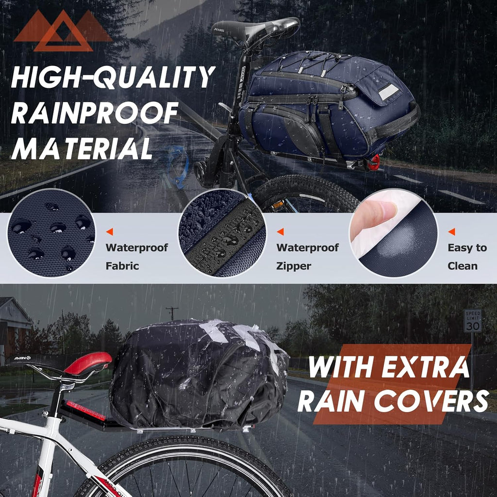 RAINSMORE Bike Bag for Bicycle Rear Rack 15L Waterproof Ebike Trunk Bag