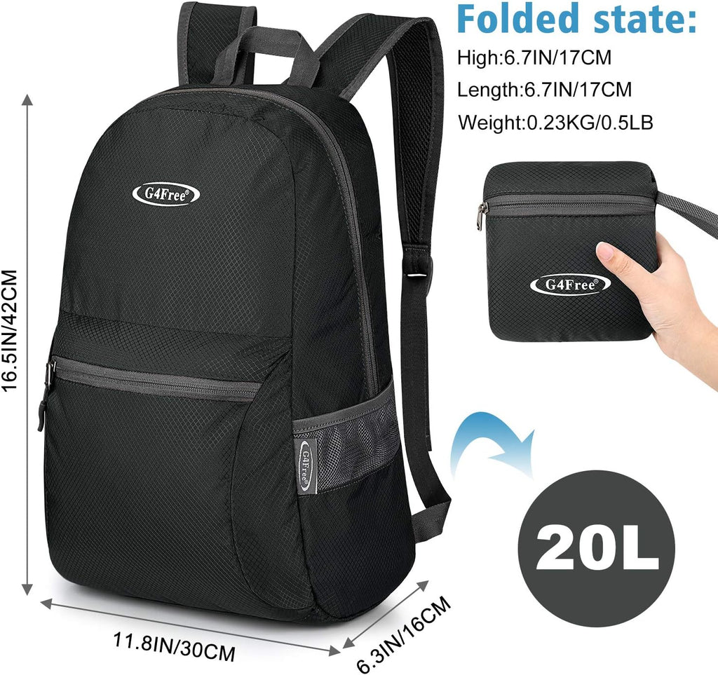 G4Free 20L Lightweight Packable Backpack Travel Hiking Daypack Foldable Backpack for Men Women