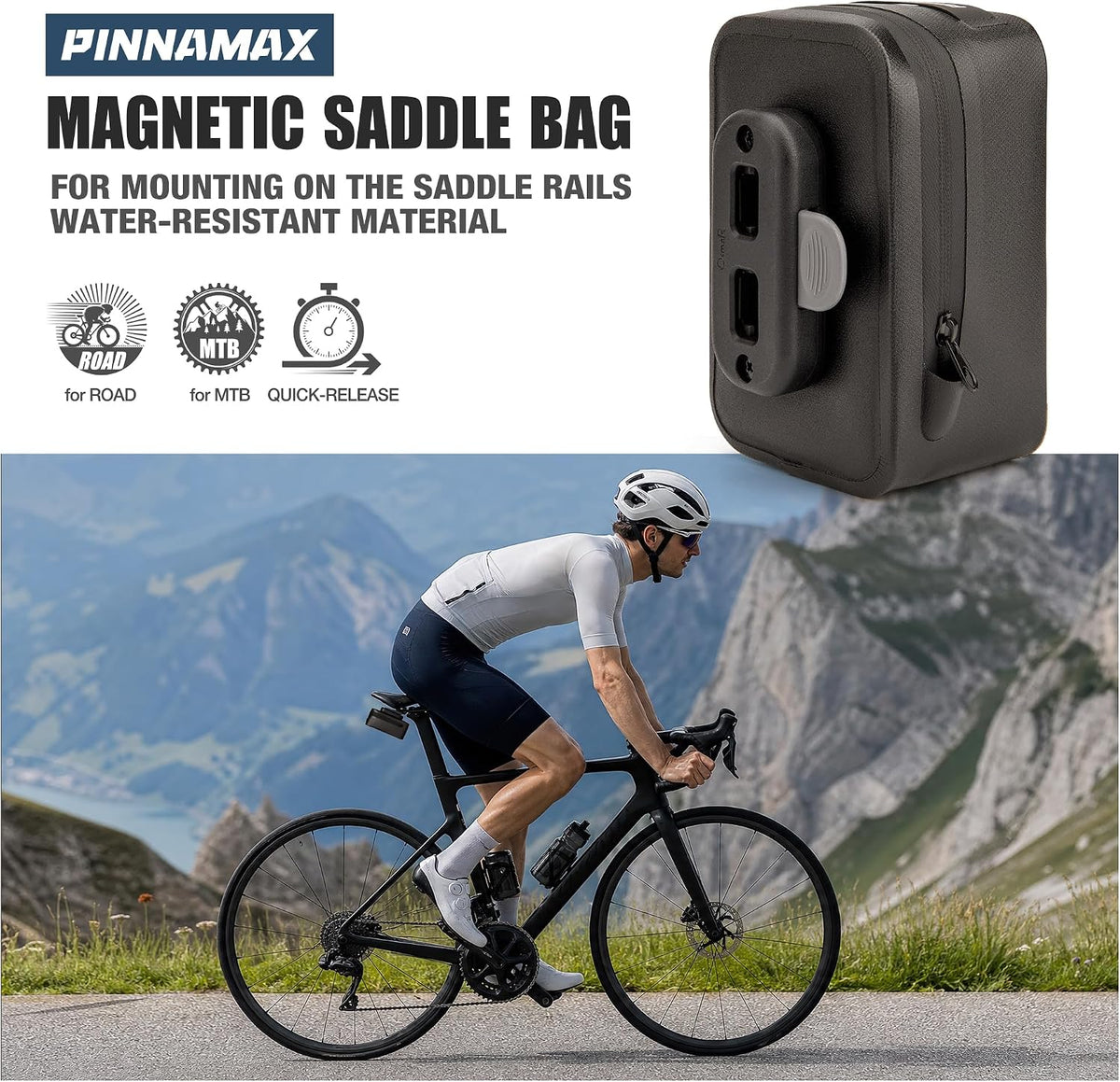 Bike Saddle Bag - Magnetic Quick Release Bicycle Seat Bag - Under Seat Storage Pack for Road, Gravel & Mountain Bikes