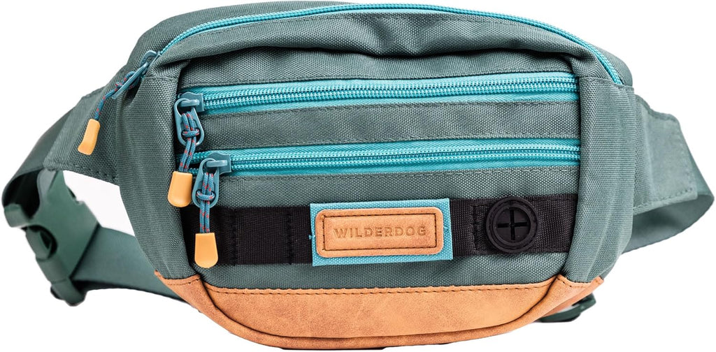Wilderdog Utility Fanny Pack stores Treats, Balls, Keys in 3 Pockets with adjustable strap and Poop Bag dispenser (Lilac)