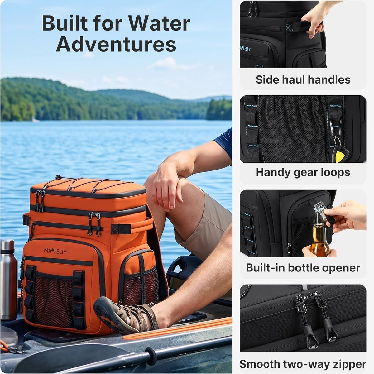 MAPLELILY Insulated Backpack Cooler Leakproof Lunch Backpack