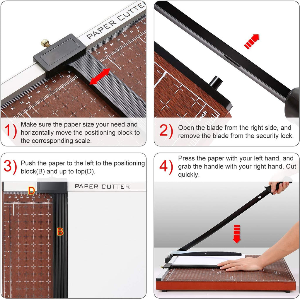 18" Guillotine Paper Cutter, 12-Sheet Precision Trimmer with Safety Lock