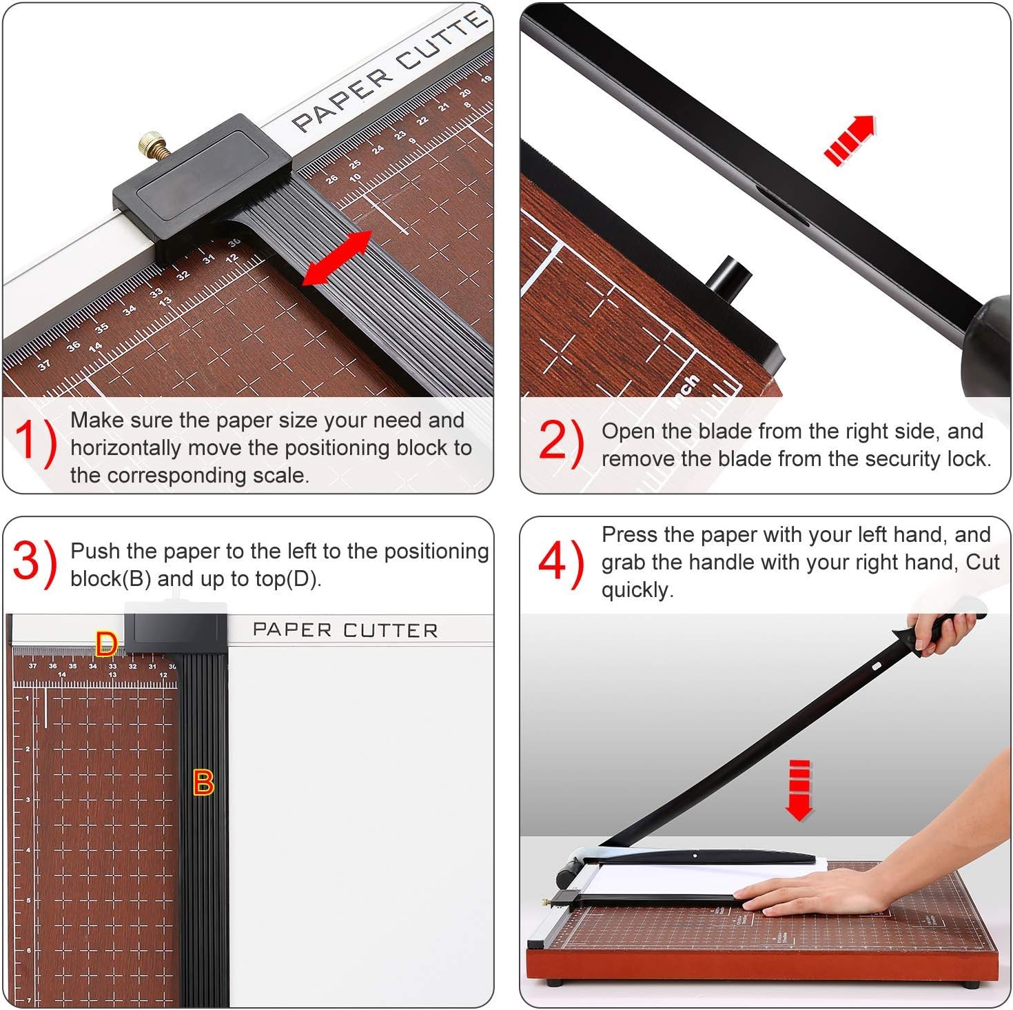 18" Guillotine Paper Cutter, 12-Sheet Precision Trimmer with Safety Lock