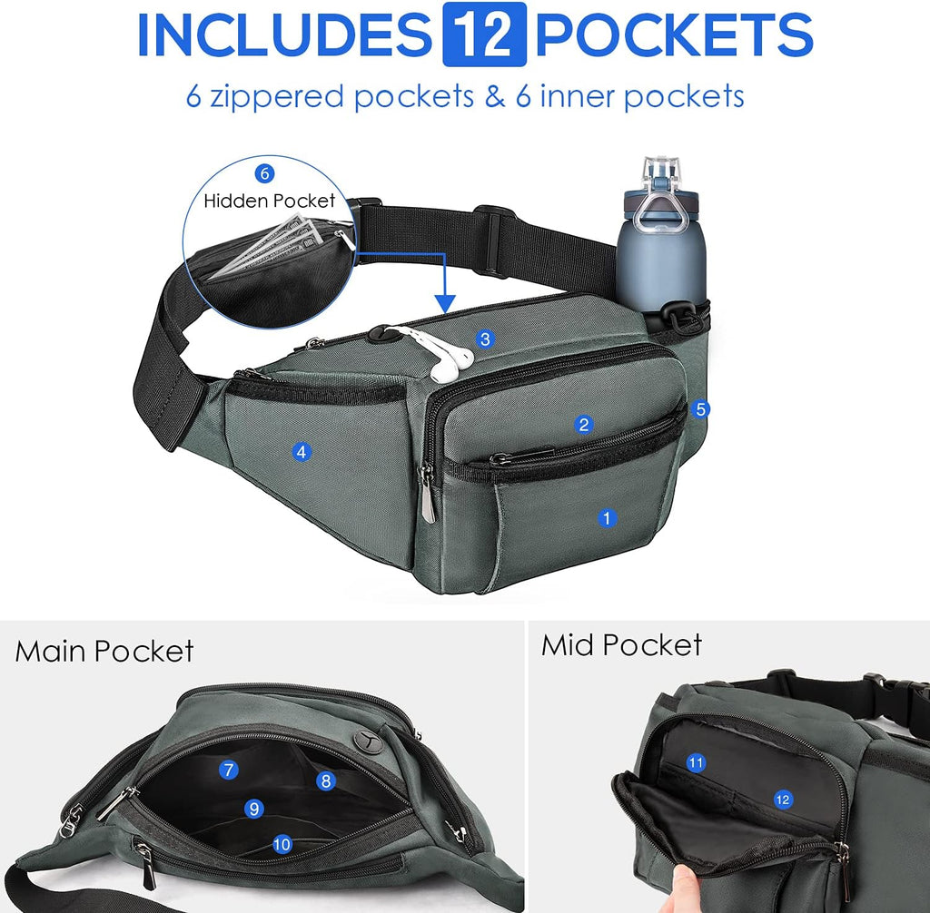 NOOLA Fanny Pack with Water Bottle Holder, Hiking Waist Bag for Men Women