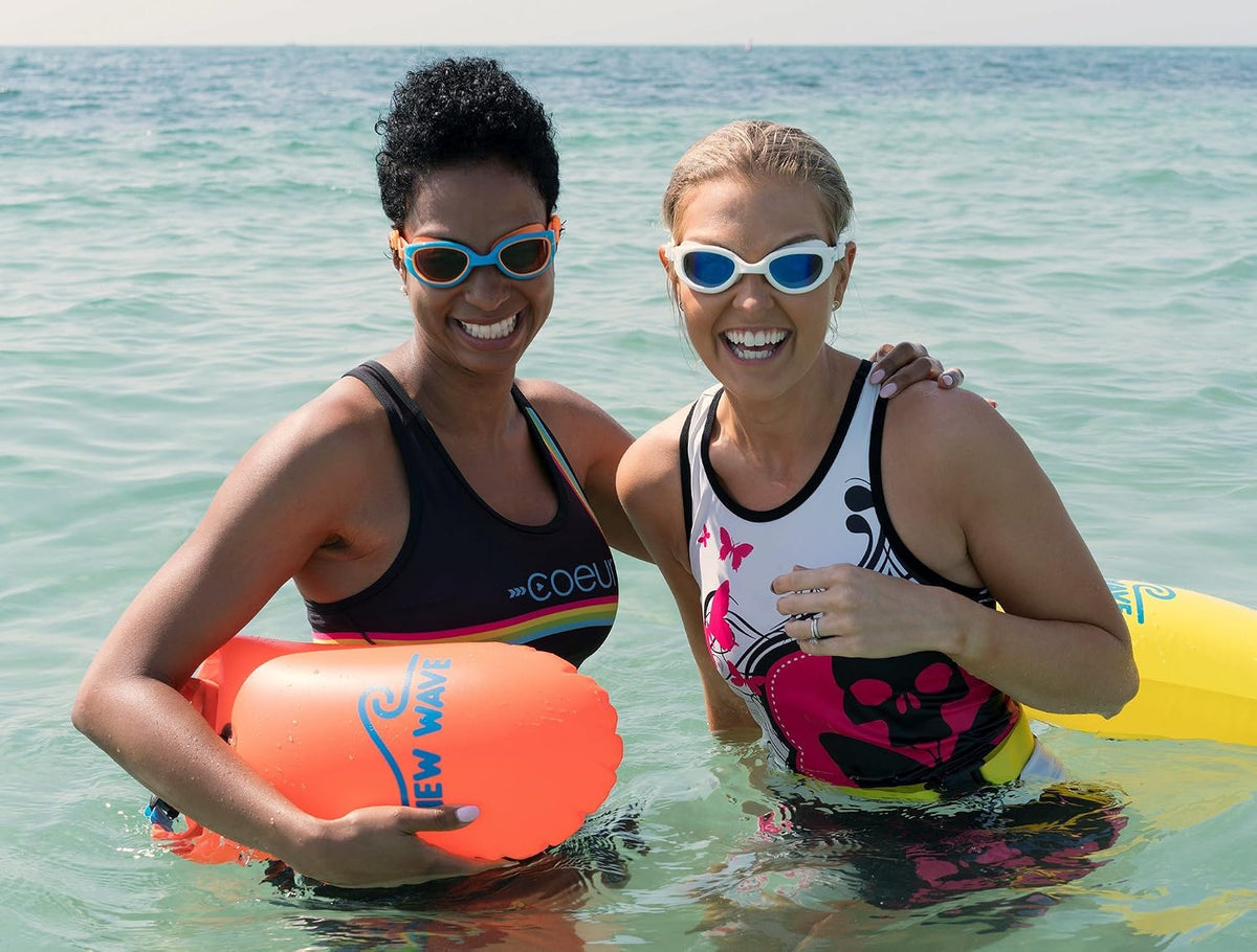 New Wave Swim Buoy Swim Safety Float and Drybag for Open Water Swimmers, Triathletes, Kayakers and Snorkelers, Highly Visible Buoy Float for Safe Swim Training (Orange PVC Medium-15L)