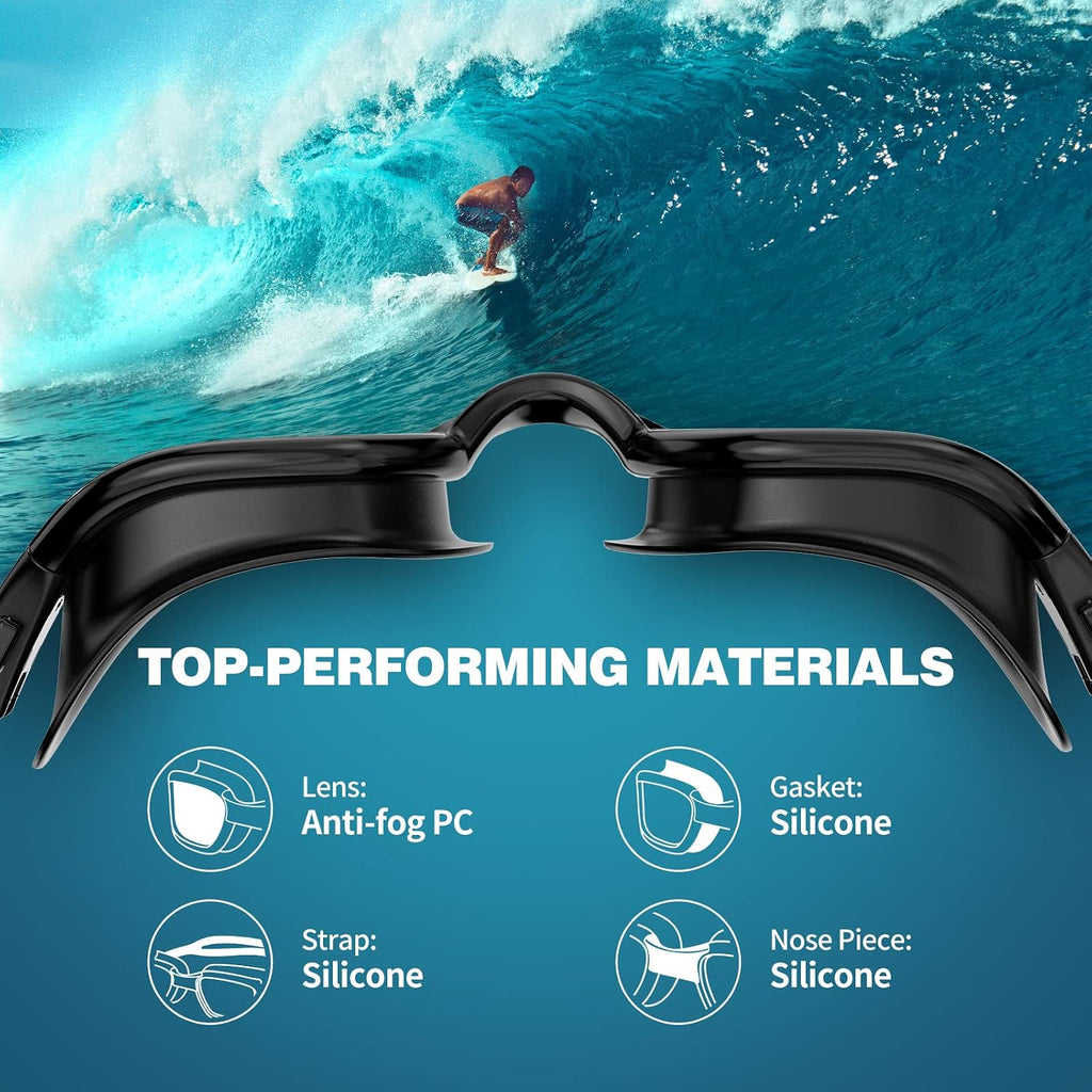 Robee Swim Goggles for Men Women Youth, Anti-Fog No Leaking
