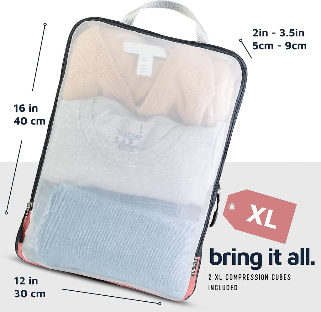 TRIPPED Travel Gear Large Compression Packing Cubes with Mesh 6-Piece Set