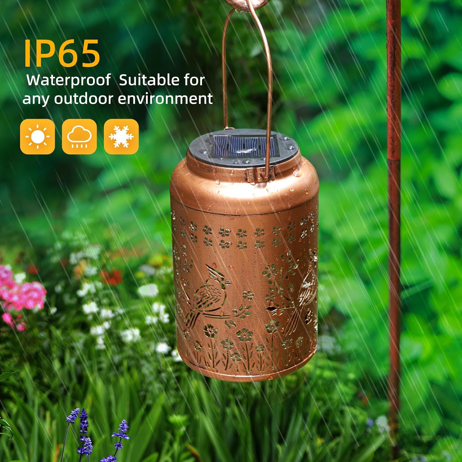 2Pack Cardinal Solar Lanterns Outdoor Waterproof Garden Decor Gifts for Women Mom Grandma Hanging Solar Lights Metal Decorative Lantern for Yard, Patio, Lawn, Pathway, Landscape
