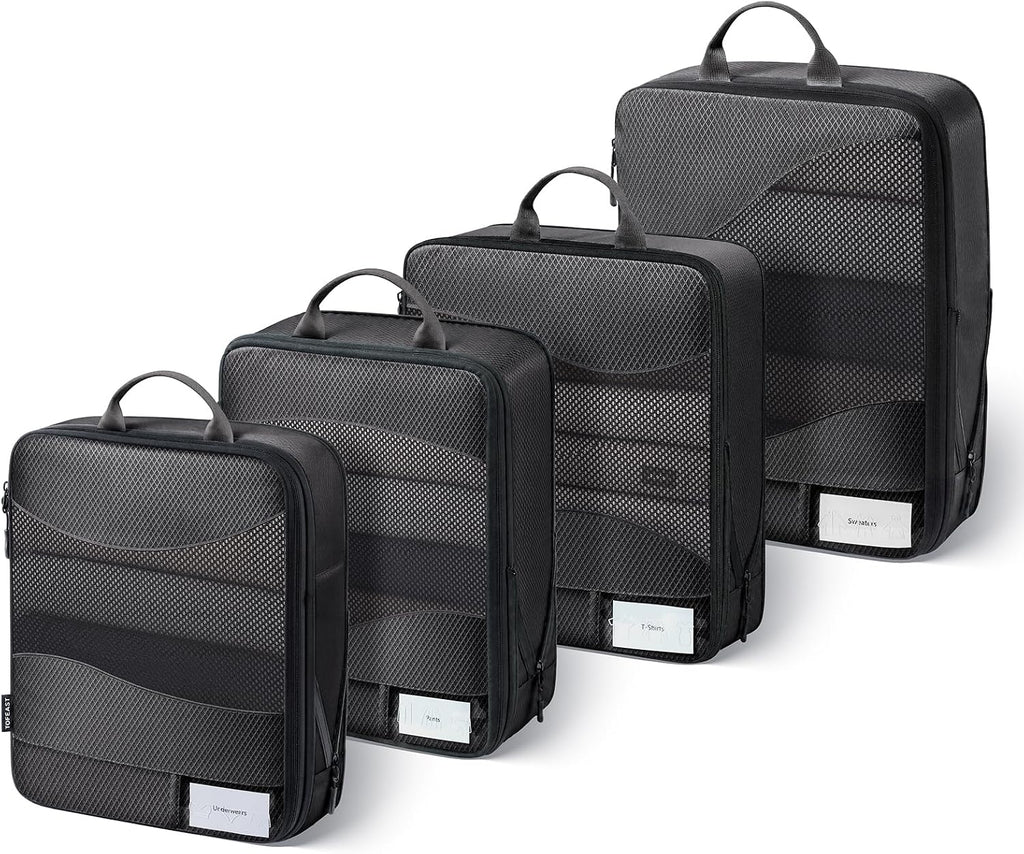 TOPEAST Compression Packing Cubes 4 Set Suitcase Organizer Bags for Travel