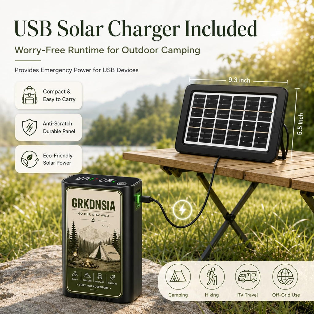 Camping Shower with Heater for USB Solar Charging Panel, Portable Shower Food-Grade Water Jug, 6000mAh Portable Shower Pump, 1500w Immersion Heater with Auto Shut-Off for Outdoor, Camping, Hiking