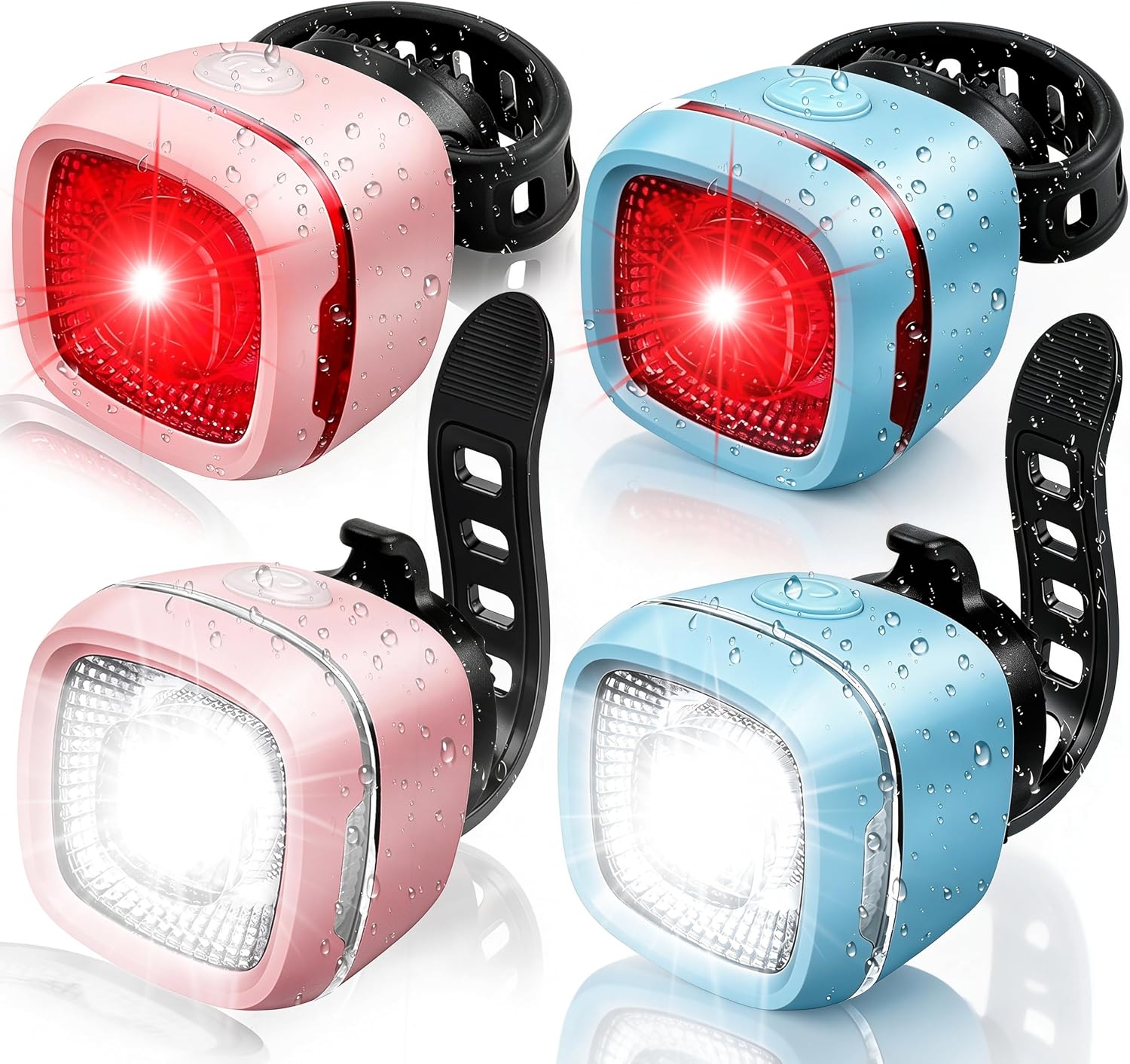 Bicycle Front & Rear Lights, Type-C Rechargeable LED Bike Light Set, IPX6,Waterproof Flashlight for Night Riding, Safety Headlight Taillight, Kids Girls Children's Bicycle Accessories
