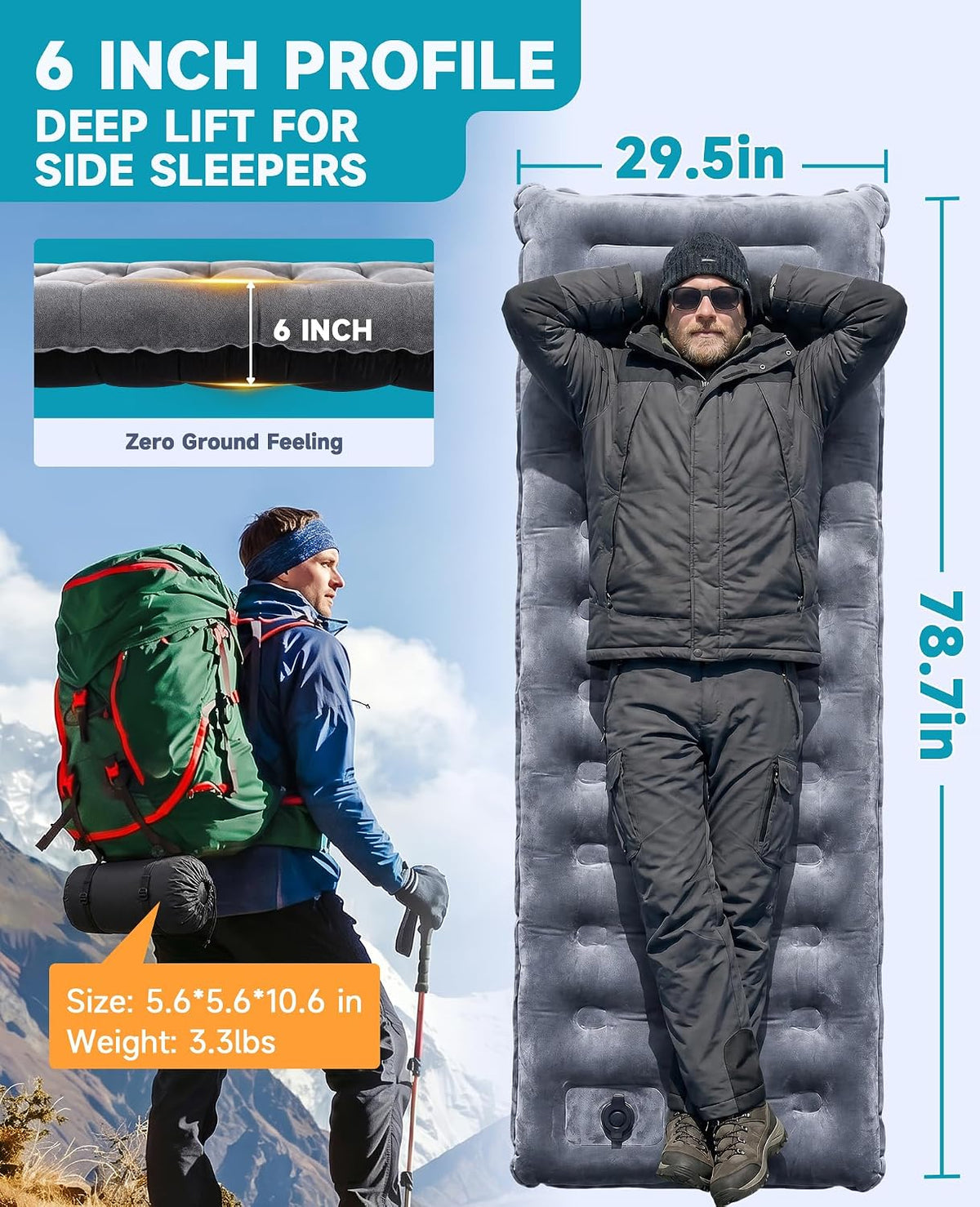 Camping Sleeping Pad 5.5 R Crystal Velvet 6" Thick Camping Mat