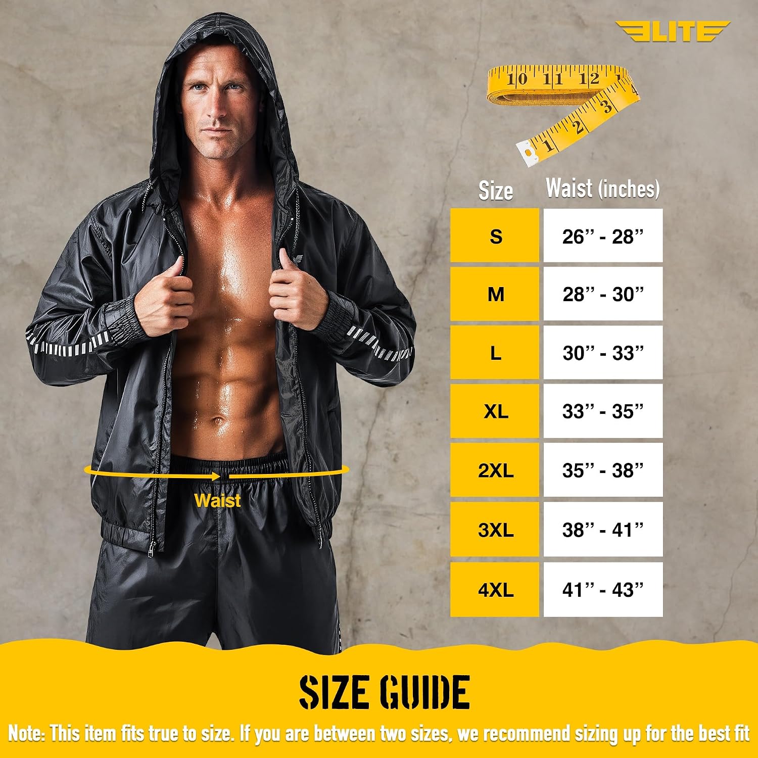 Elite Sports Zip-Up Sauna Suit for Men & Women, Hoodie Sweat Suit Gym MMA