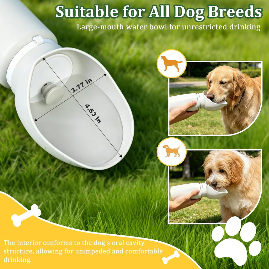 2 in 1 Foldable Dog Water Bottle, Leakproof Portable Pet Dispenser, Grey