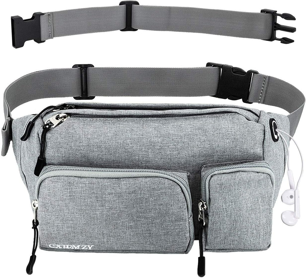 CXWMZY Fanny Packs For Women & Men, Waist Bag Hip Bum Bag Strap Extension Large Capacity Easy Carry Any Phone Passport Wallet for Outdoors Workout Traveling Casual Running Hiking Cycling Dog Walking