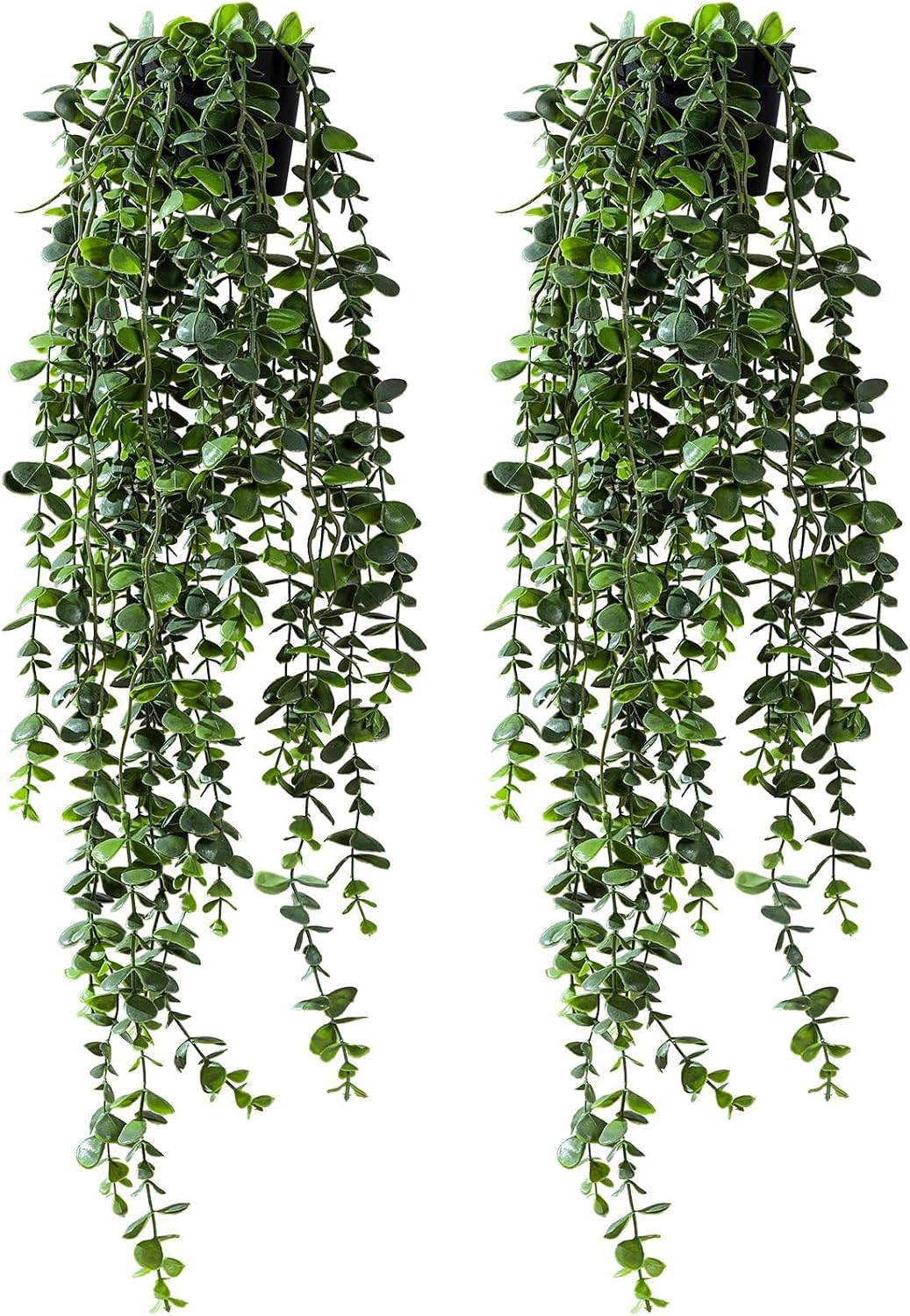 Artificial Hanging Plant 2 Pcs Faux Plant Ivy Vine Faux Eucalyptus Vines Fake Potted Greenery for Wall Living Room Home Shelf Office Bathroom Outdoor Indoor Decor (Type 7)