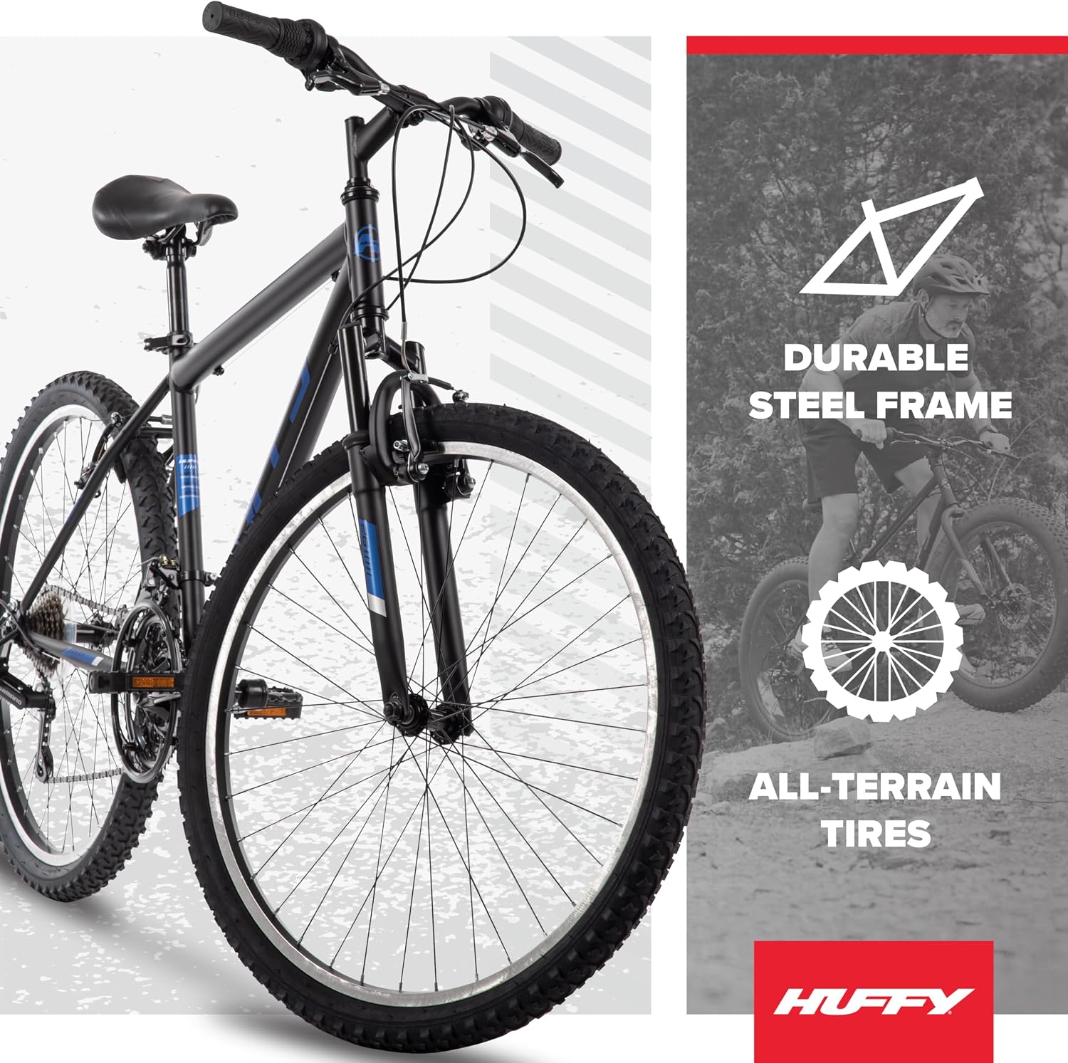 Huffy Stone Mountain Bike 20"/24"/26" for Men/Women/Girls/Boys | 6-Speed (20") or 21-Speed Options, Front or Dual Suspension Options, Multiple Colors, All-Terrain Tires, Shimano Equipped