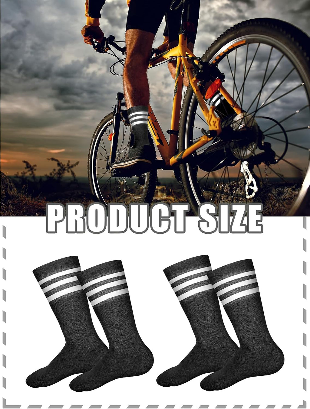 4 Pairs Glow in Dark Reflective Socks Cycling