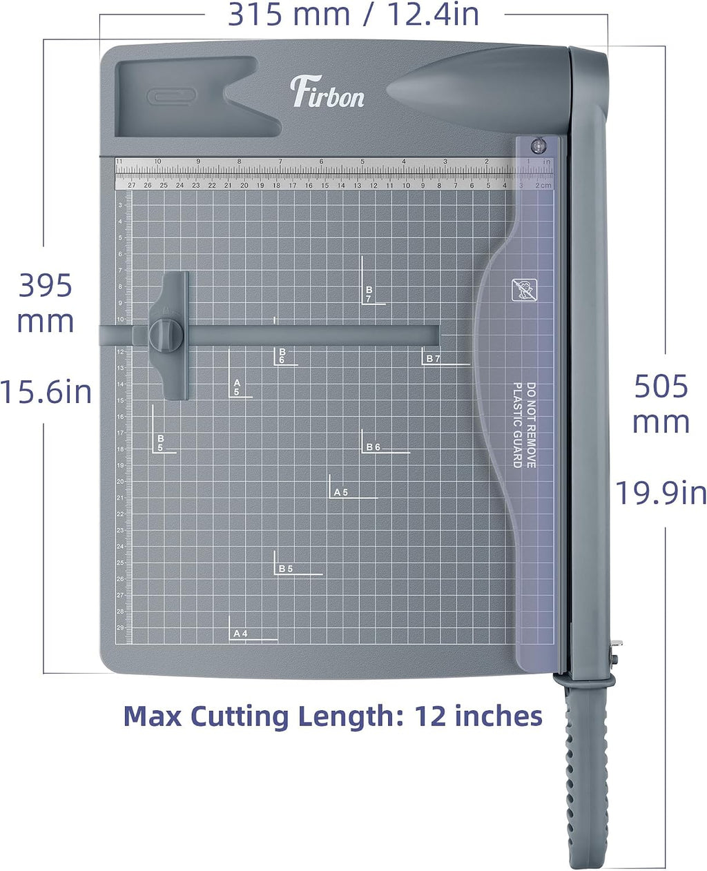 Firbon 12 Inch Guillotine Paper Cutter, Heavy-Duty Paper Trimmers, Gray