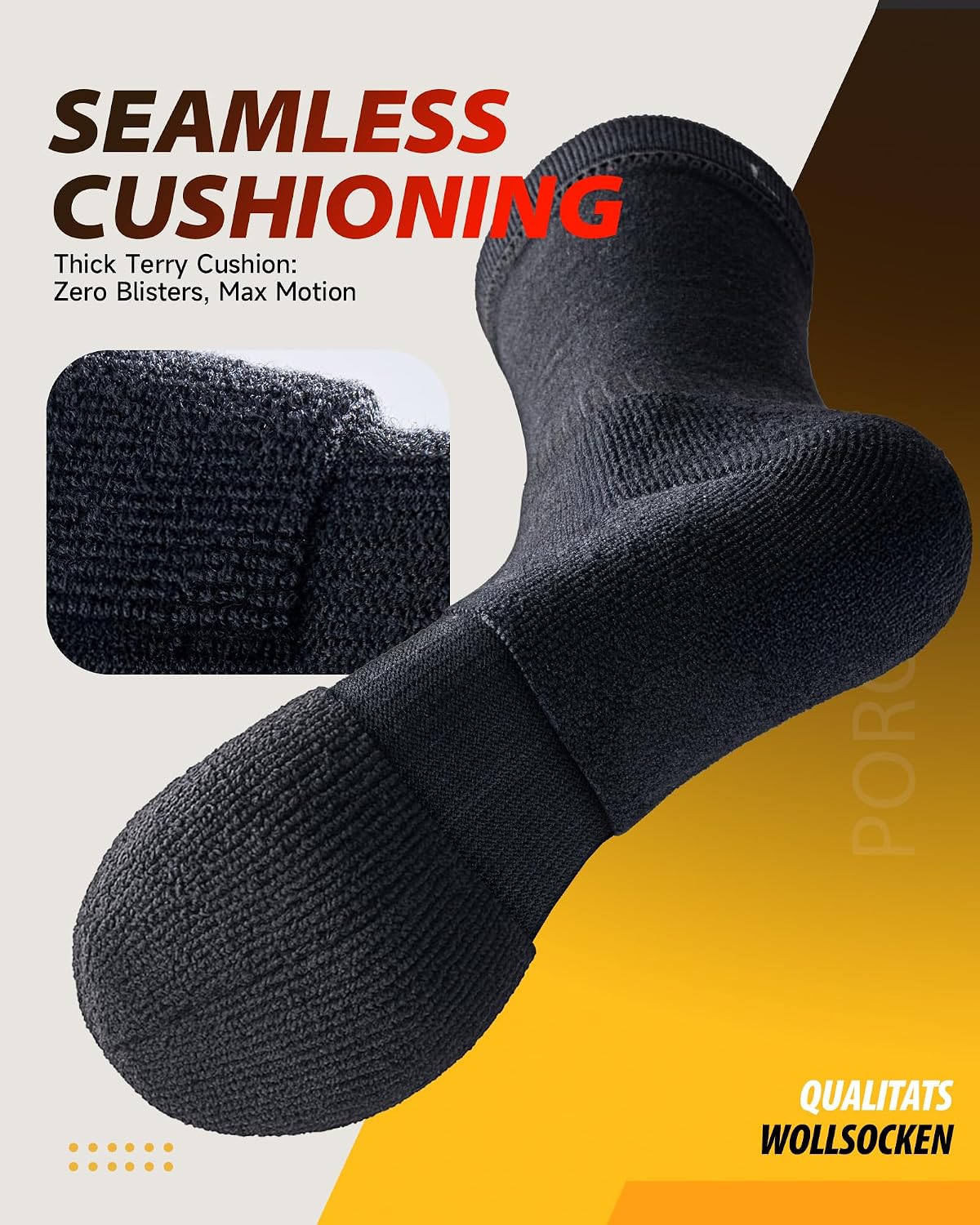 RUIXUE Merino Wool Hiking Socks for Men Women, OEKO-TEX & GRS Certified, Seamless Toe, Terry Cushioned -3 Pairs