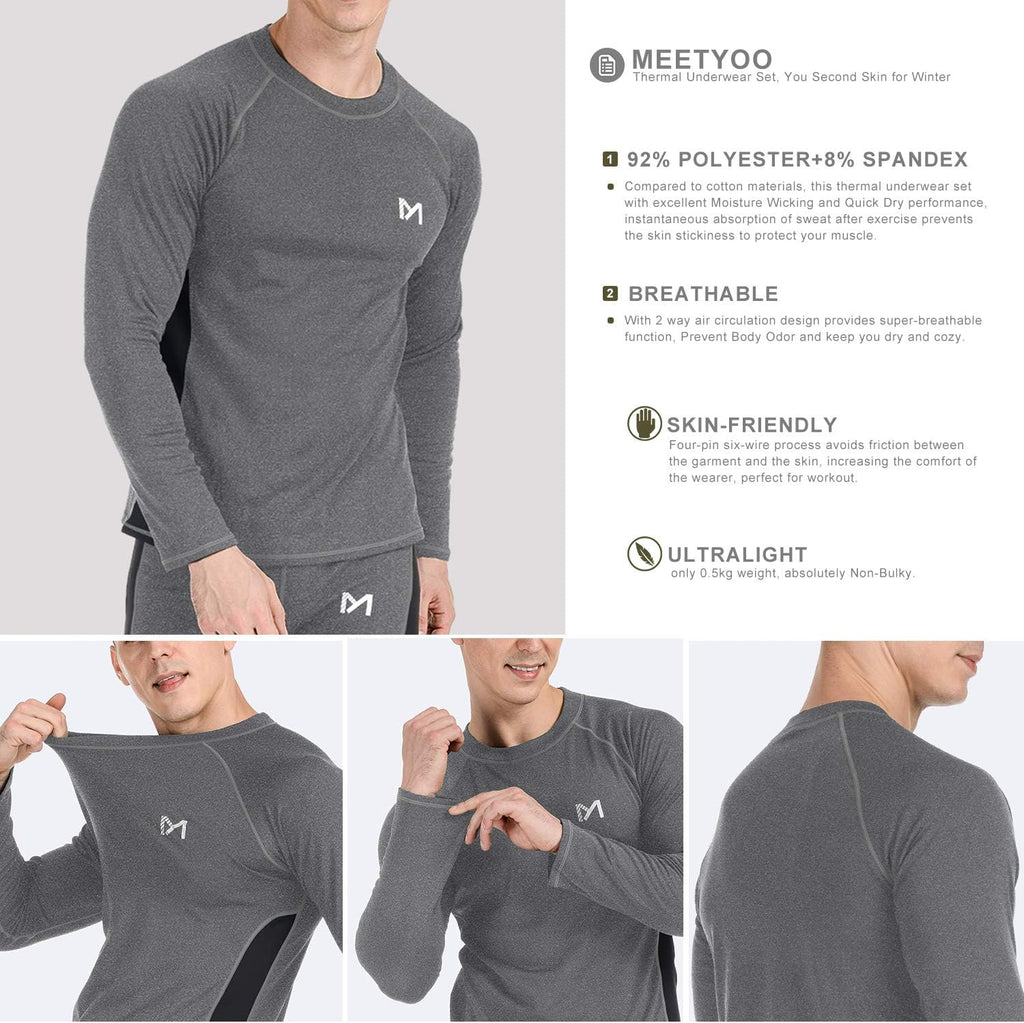 MEETYOO mens Men's Thermal Underwear Set Sport Long Johns Base Layer