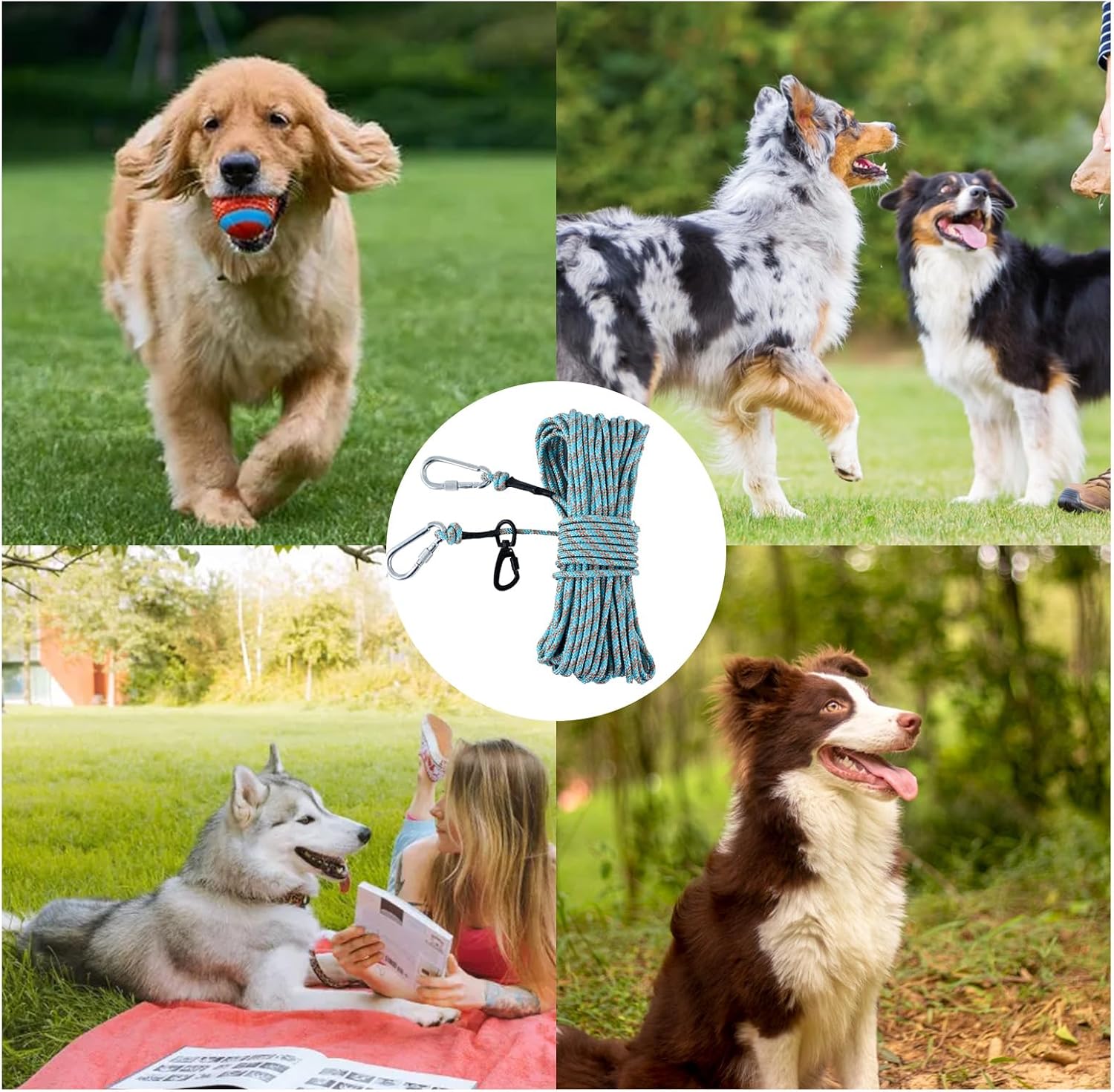 100ft Dog Tree Tie Out Cables for Outside, Camping Leash for Yard