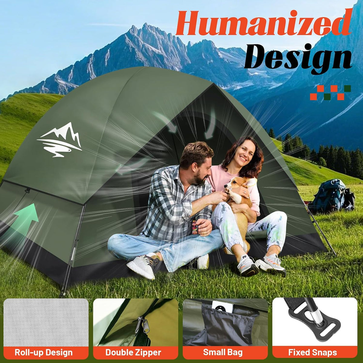 Tents for Camping 2/3 Person, Waterproof Camping Tent with Rainfly