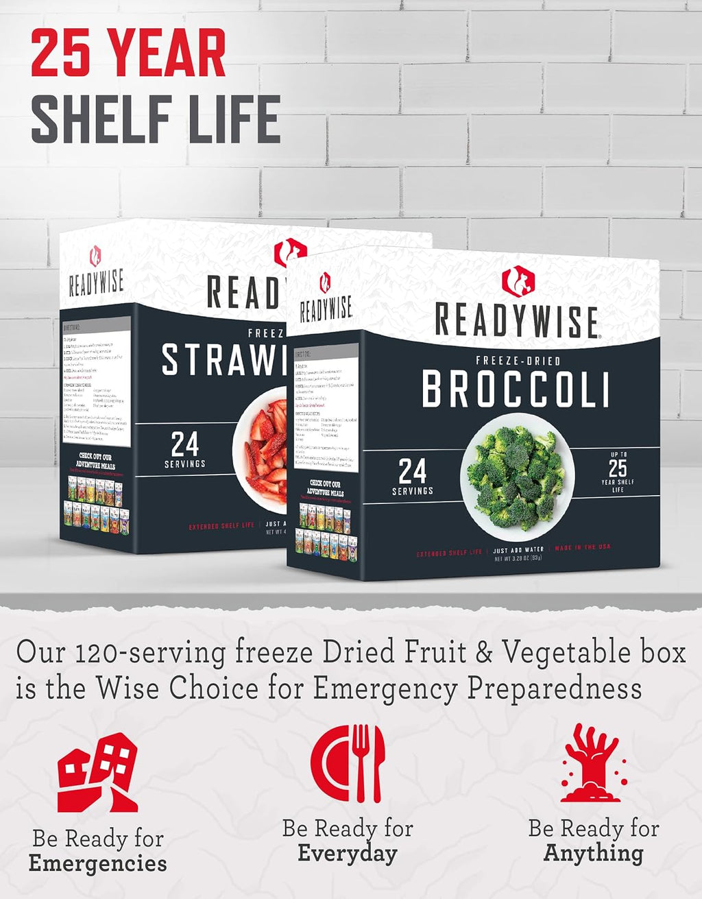 READYWISE Emergency Food Supply Fruits & Vegetables Boxes, 120 Servings