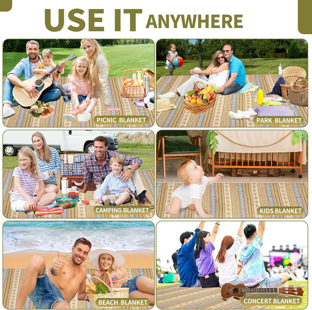 G GOOD GAIN Picnic Blanket Waterproof Outdoor Machine Washable,Yellow