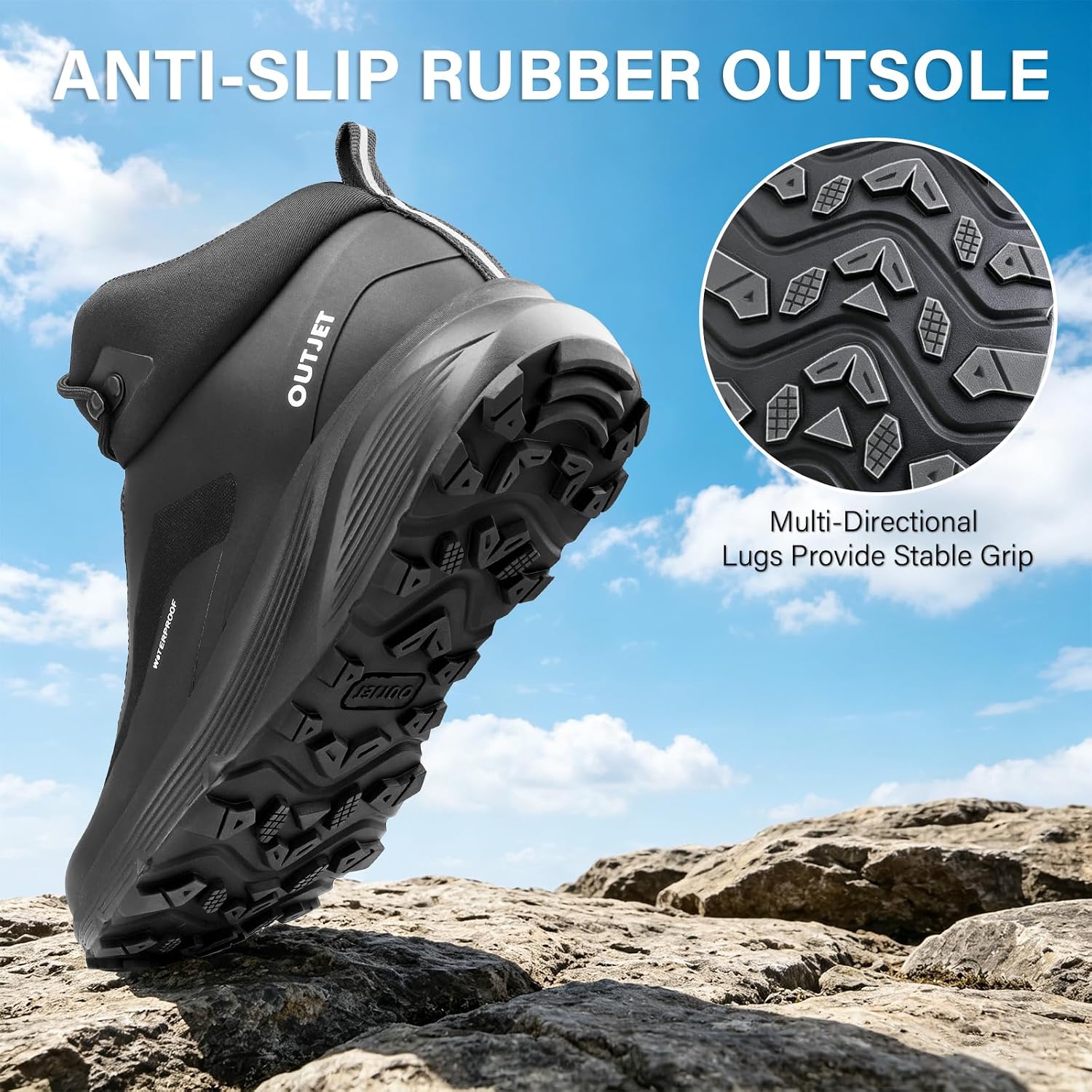 Men's Waterproof Hiking Boots Lightweight Comfortable Outdoor Walking Trail Boots Shoes
