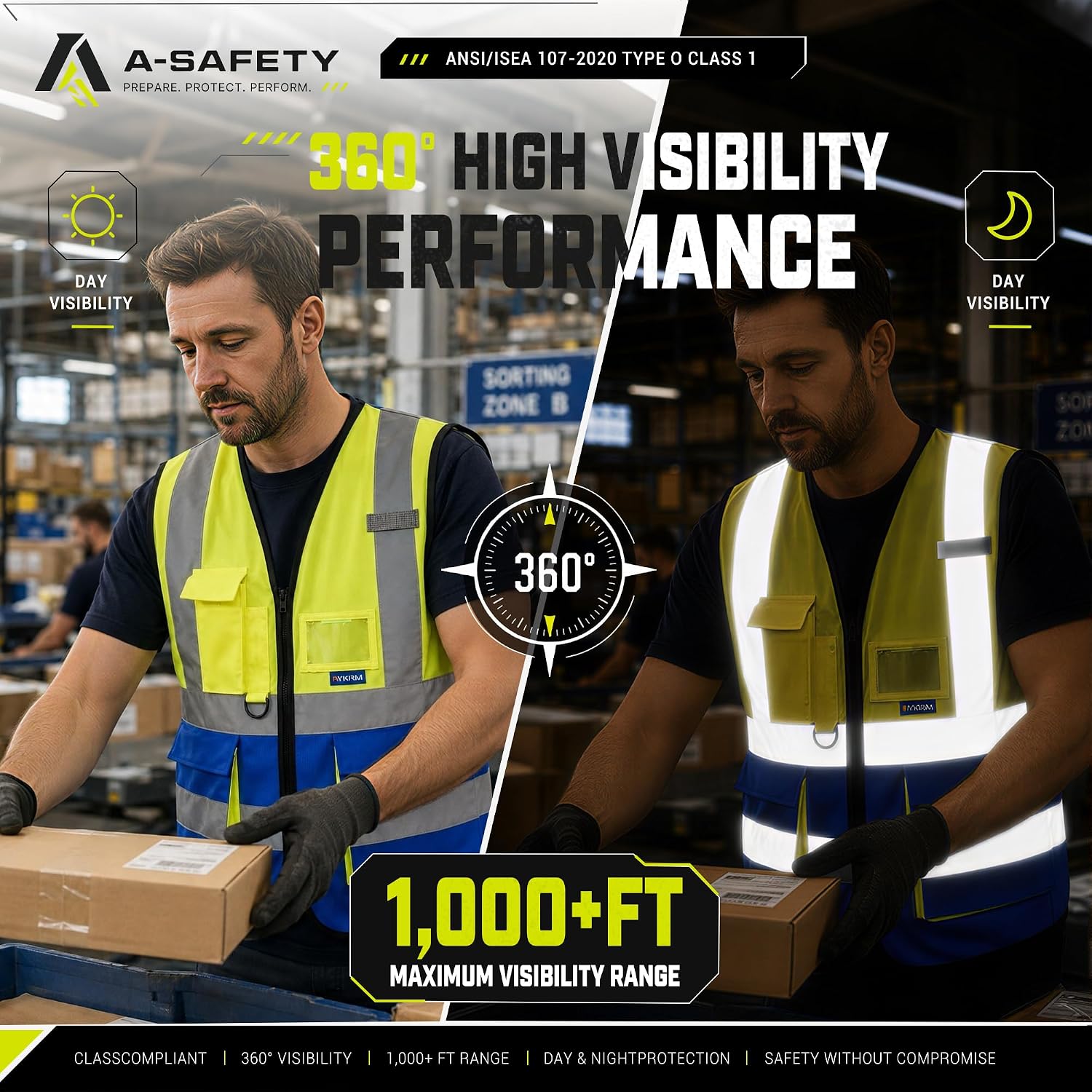 A-SAFETY High Visibility Reflective Safety Vest Customize Logo (XS-8XL)