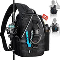 Piscifun Fishing Backpack, Rod Holders, Lightweight Sling Bag, Black