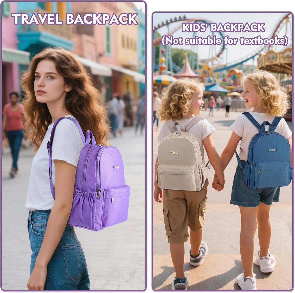 AOTIAN Lightweight Nylon Daypack, Small Hiking Backpack for Women