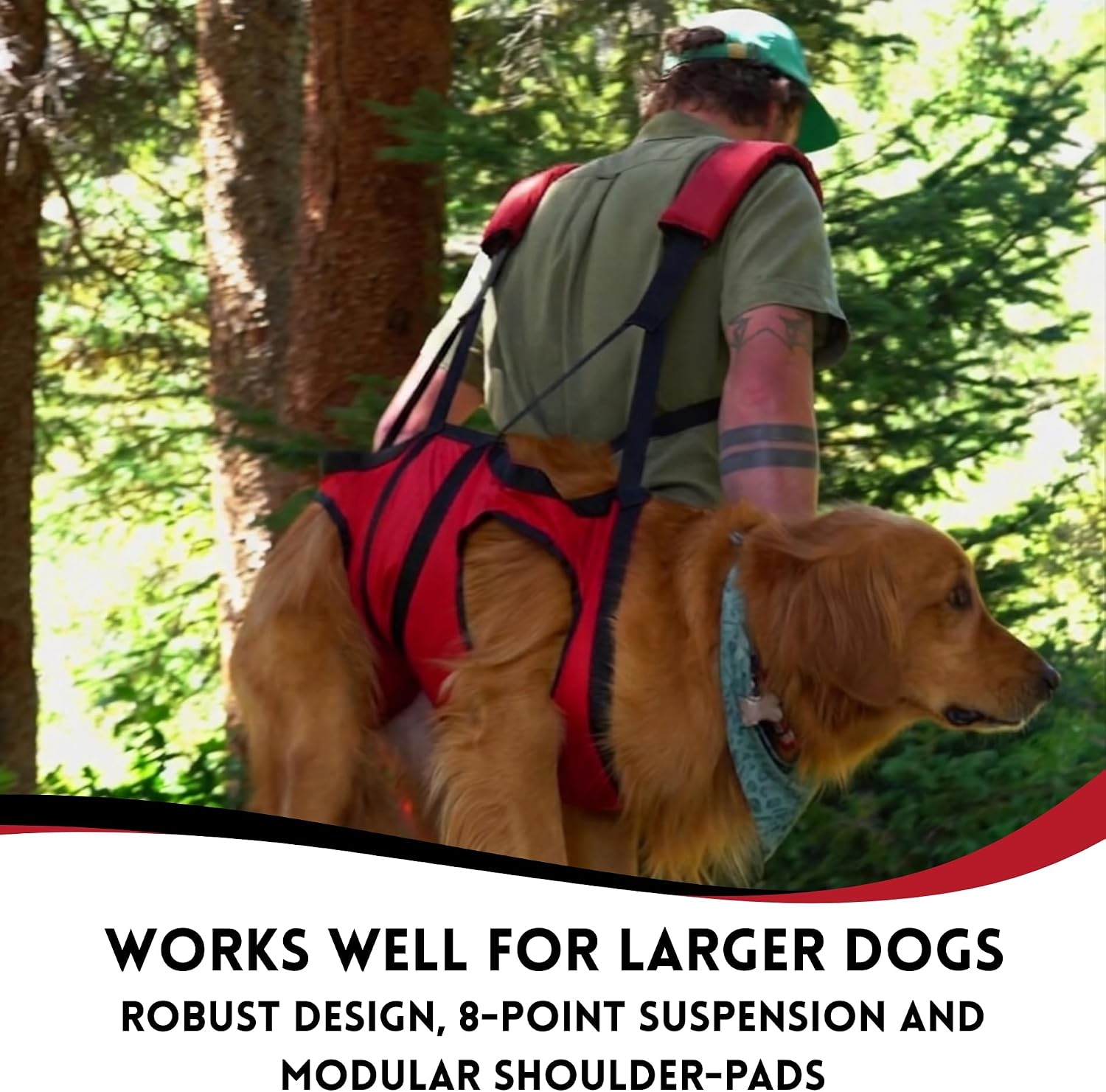 Fido Pro Airlift Original V2 Dog Carrier Sling | Light-Weight Dog Sling Now More Comfortable | for Injured, Sick, or Old Dogs | New Improved Shoulder Padding Now Included | Large (45–70 lbs)