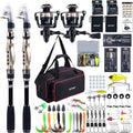 GOTURE Telescopic Fishing Rod and Reel Combos, Carbon Fiber Travel Fishing Pole, 9+1 BB Spinning Reel, Saltwater Freshwater Fishing Gear Kit with Braided Line, Lures, Carrier Bag for Bass Trout