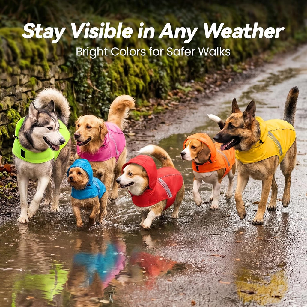 VIVAGLORY Dog Raincoat Wetoff Dog Rain Coat, XL, Bright Yellow