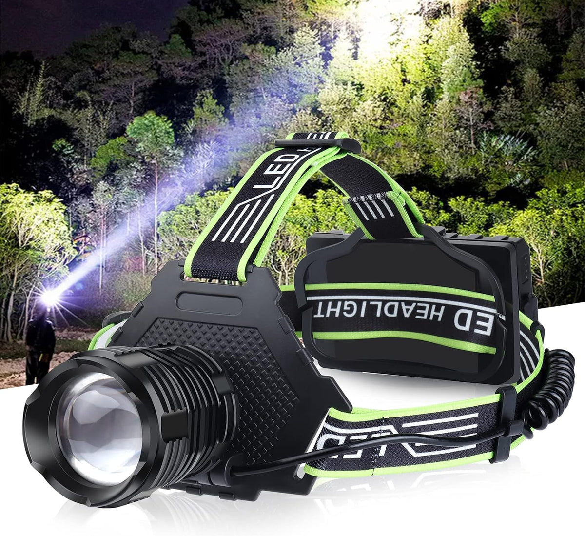 Bud K Rechargeable LED Headlamp, 1000 Lumens Super Bright Headlamp Flashlight with Motion Sensor, 5 Modes, 135°Adjustable, IPX7 Waterproof Head Lamp for Camping, Running, Climbing, Hiking
