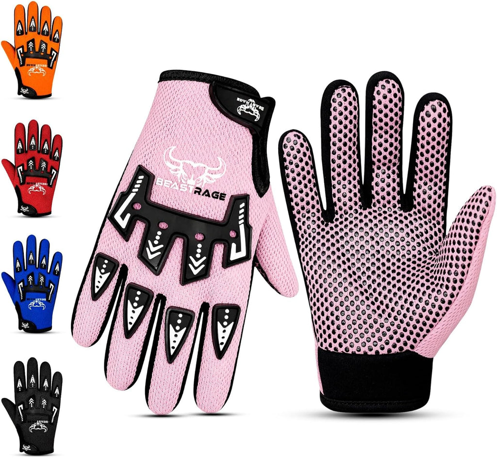 BEAST RAGE Youth Motocross Gloves – Motocross & BMX for Dirt Bike & Riders | Boys &Girls Gear | Non-Slip Grip, Breathable Lightweight for Youth Training Cycling Gloves