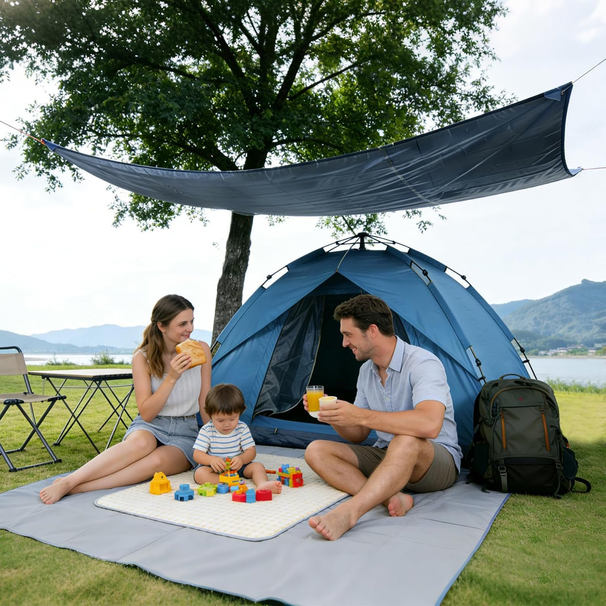 REDCAMP Waterproof Camping Tarp, Grey/Green 4 in 1 Multifunctional Tent Footprint for Camping, Hiking, Backpacking