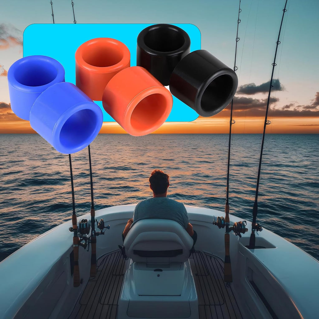 8 Pcs Blue Silicone Fishing Rod Holder Tube Cap Kit Fit for Fishing Rod Pole Rest Rack Insert Protectors Fishing Cart Accessories