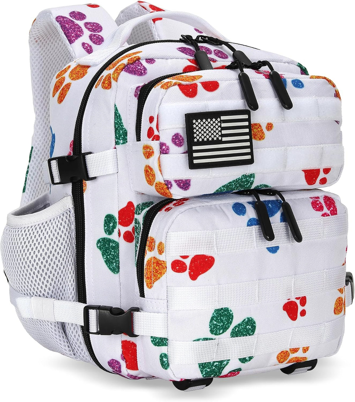 9L Mini Tactical Backpack for Men and Women, Tactical Backpack Small for Hiking, Small Tactical Bag (Colorful Cat's Paw)