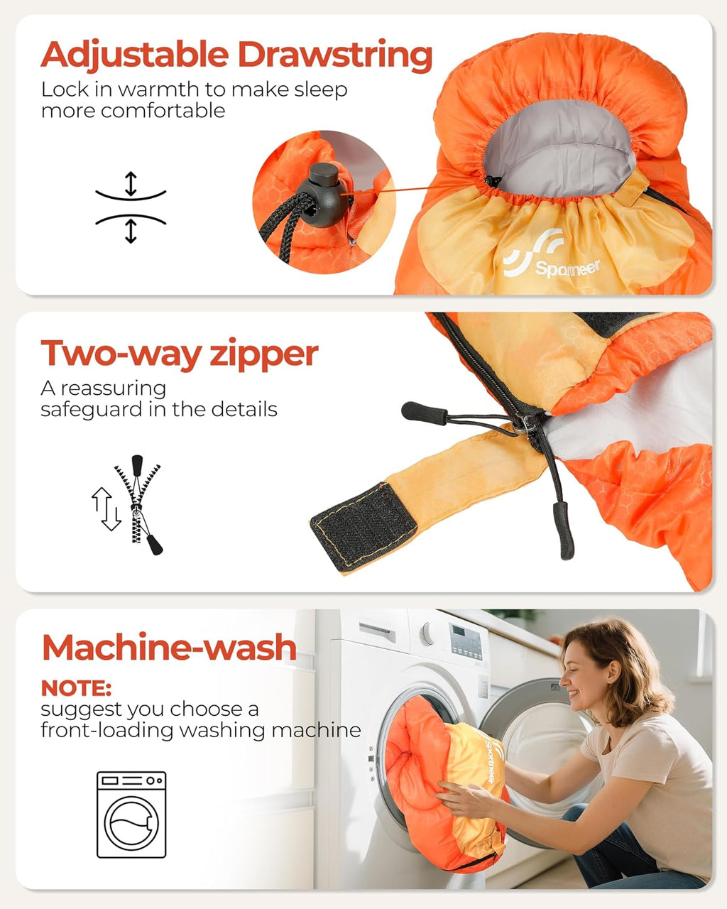 Sportneer Sleeping Bag for Adults Kid Waterproof lightweight Camping Hiking