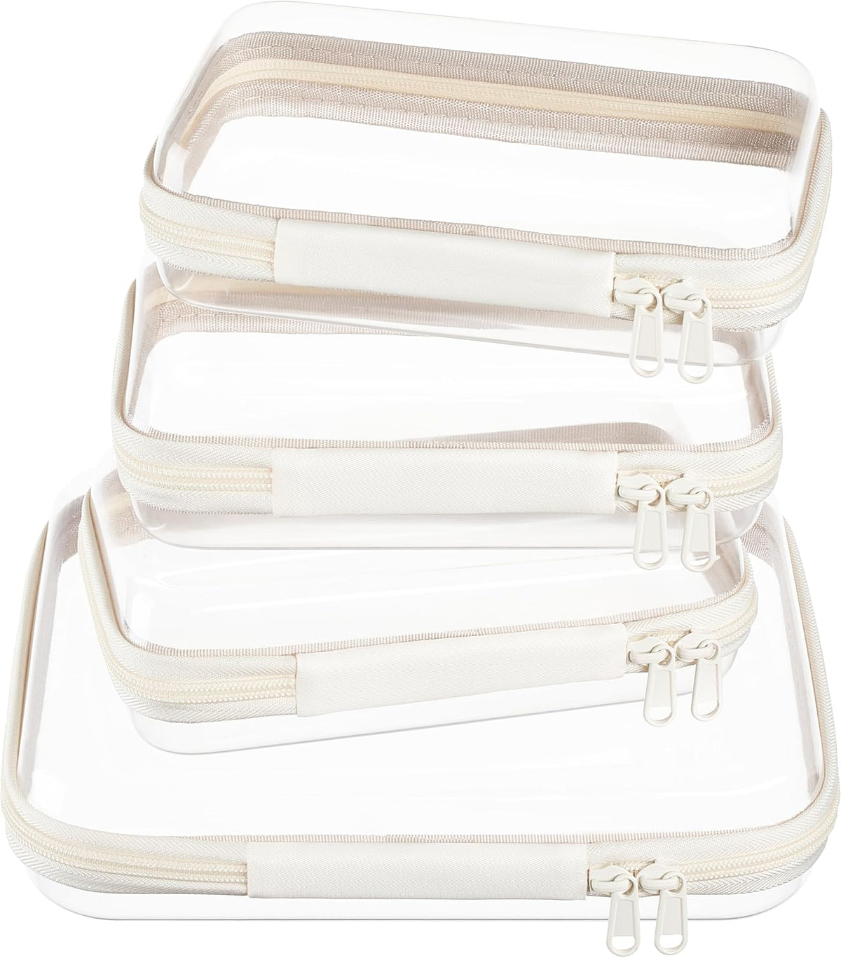 4 pcs Clear Zipper Pouches,Hard Shell Zipper Case, Toiletry Bag for Travel