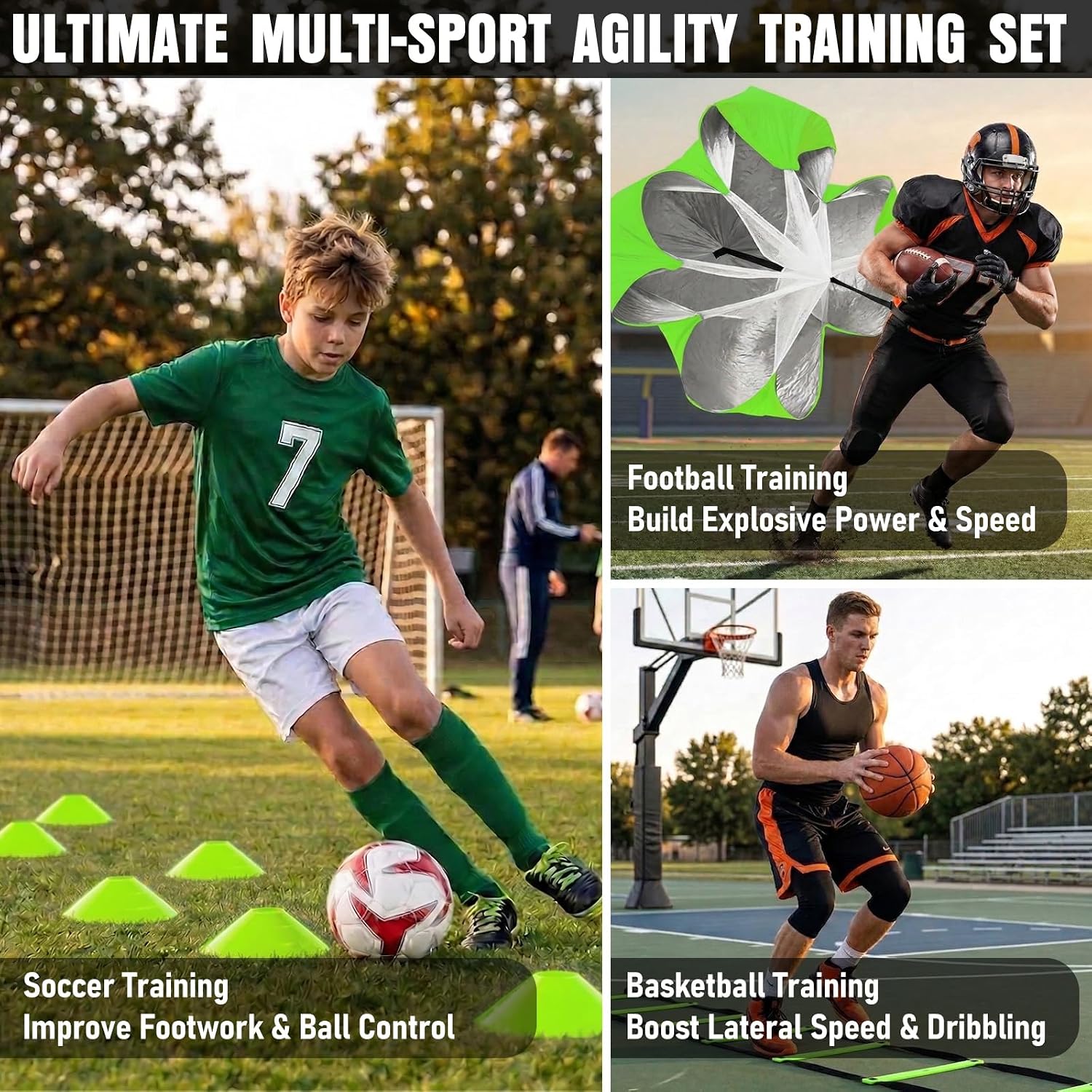 Agility Ladder, Agility Speed Training Equipment Set, 20ft Speed Ladder